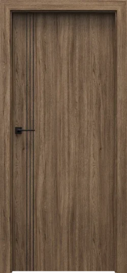 PORTA-LINE_Intarsje-Czarne_B1_Portaperfect-3D_Dab-Matowy-Ciemny_Porta-SYSTEM_klamka-LAGO-Czarny PORTA LINE model B.1 Dark Matte Oak